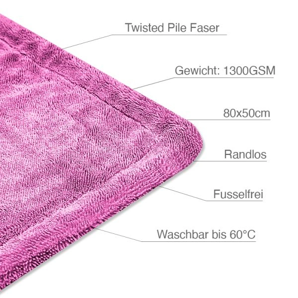 Liquid Elements - Black Hole XL Premium - Trockentuch 1300GSM 80x50cm Colored Edition Pink